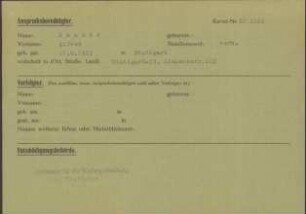 Eintrag in der Bundeszentralkartei (Teil des Testsamples): Hauser, Alfred