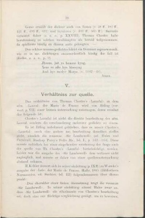 V. Verhältniss zur quelle.