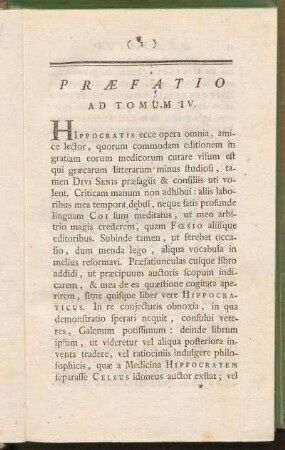 Praefatio Ad Tomum IV