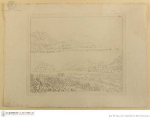 Bergige Küstenlandschaft, bergige Küstenlandschaft mit Insel
