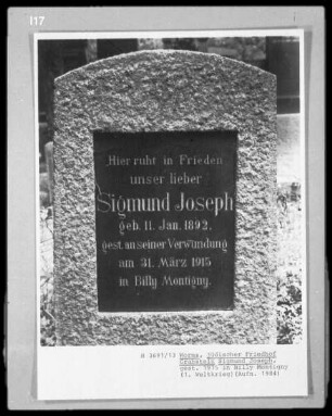 Grabstein von Sigmund Joseph (+ 1915.03.31)