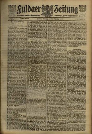 Erste Ausgabe vom Samstag, den 11. November 1911.