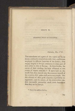 Sect. V Maritime Trade of Calcutta.