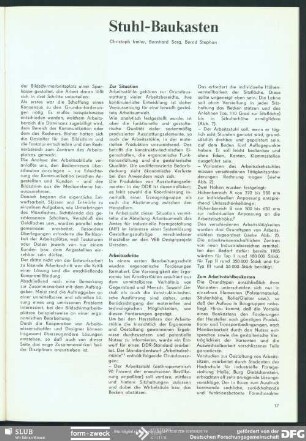 Stuhl-Baukasten : Arbeitsumwelt