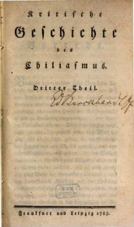 Kritische Geschichte des Chiliasmus, 3,1