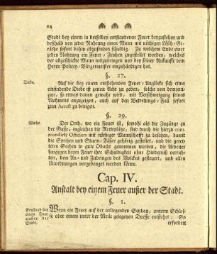 Cap. IV. Anstalt bey einem Feuer außer der Stadt.