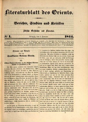 Der Orient : Berichte, Studien und Kritiken für jüdische Geschichte und Literatur. 5. 1844