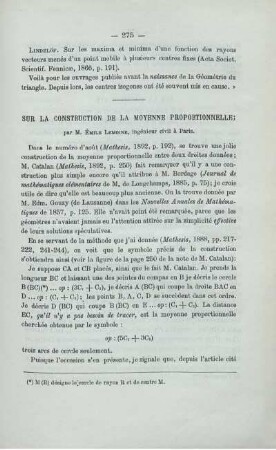 SUR LA CONSTRUCTION DE LA MOYENNE PROPORTIONNELLE.