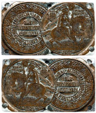 Klischee/Druckstock der Medaille zur Gartenbauausstellung