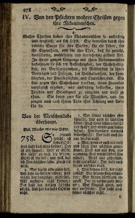 IV. Von den Pflichten wahrer Christen gegen ihre Nebenmenschen.
