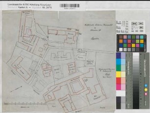 Münster (Münster) Universität Lageplan 1924 1 : 750 36 x 40 kol. Zeichnung Heine, Regierungs- und Baurat Hochbauamt Münster KSM Nr. 1438
