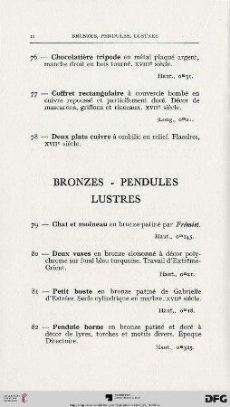 Bronzes - Pendules - Lustres (Nr. 79-100)