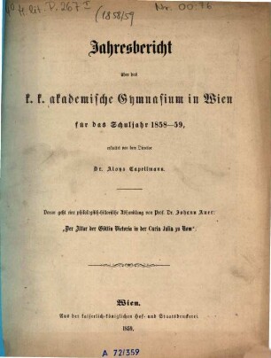 Jahresbericht. 1858/59