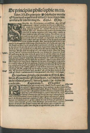 Liber .XII. De principiis Philosophie moralis ...