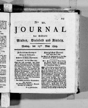 Journal der Districte Minden, Bielefeld und Rinteln im Weser-Department