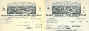 Rechnungsformular und Briefbogen der Fa. Georg Friedrich Rund mit Firmenansicht Rosenberg