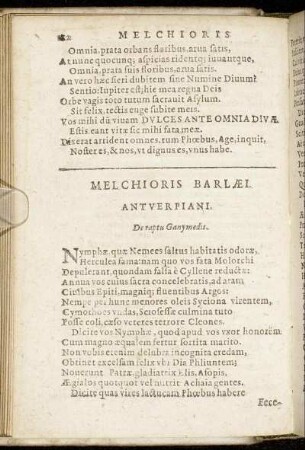 Melchioris Barlæi Antverpiani.