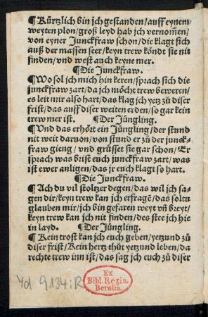 Kürtzlich bin jch gestanden/ auff eynem || weyten plon/