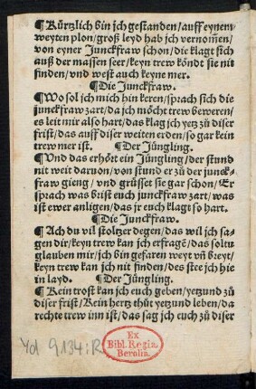 Kürtzlich bin jch gestanden/ auff eynem || weyten plon/