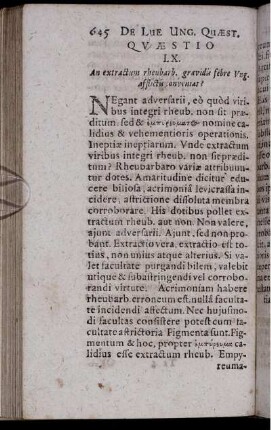 Questio LX. An extractum rheubarb. gravidis febre Ung. afflictu conveniat?
