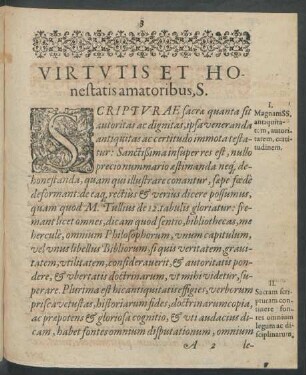 Virtutis Et Honestatis amatoribus, S.