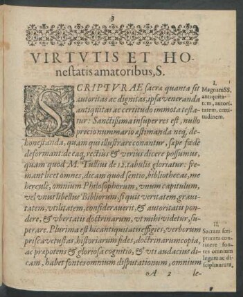 Virtutis Et Honestatis amatoribus, S.
