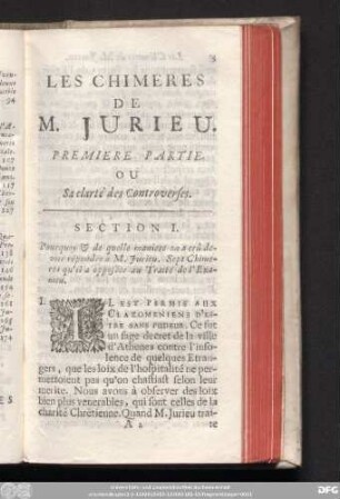 Premiere Partie. Ou Sa clarté des Controverses.