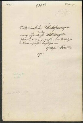 Konferenzaufsatz Wittlingen, Bad Urach, Kr. Reutlingen OA Urach