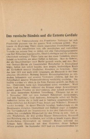 II Das russische Bündnis und die Entente Cordiale