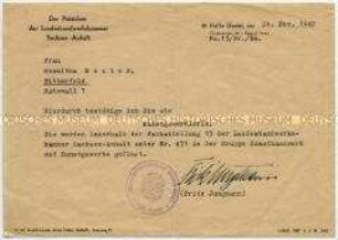 Amtliche Bescheinigung zur Führung der Berufsbezeichnung "Kunstgewerblerin" - Personenkonvolut