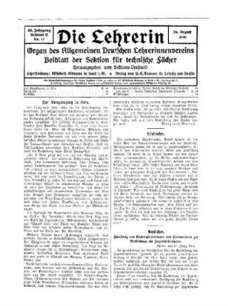Zur Kriegstagung in Cöln