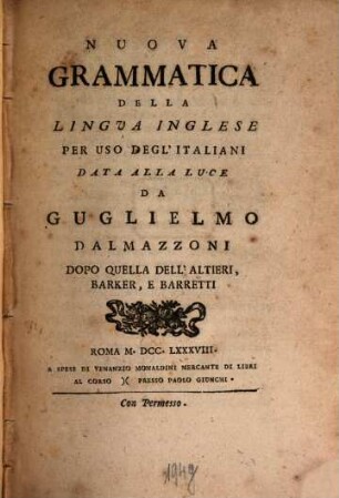 Nuova Grammatica della lingua Inglese