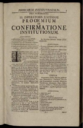 Deo Moderante! SS. Imperatoris Justiniani Prooemium de Confirmatione Institutionum.