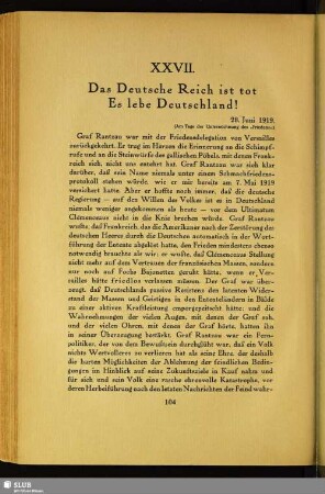XXVII. Das Deutsche Reich ist tot. Es lebe Deutschland!