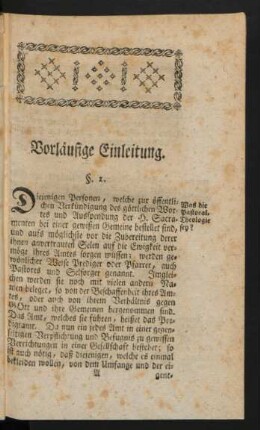 Vorläufige Einleitung