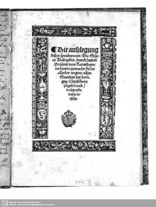 Die Auszlegung dißes Sprichworts Die Sileni Alcibiadis
