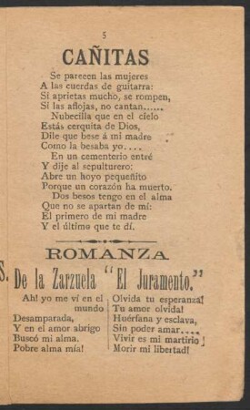 Romanza de la zarzuela "El Juramento."