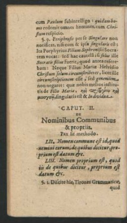 Caput II. De Nominibus Communibus & propriis.