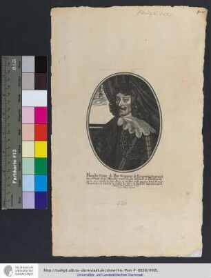 Manasses Comte des Pas Seigneur de Feuquiere ect general des Arméés de sa Maiesté mort de ses blessures a Thionuille en la 50e. Annéé de son Aage a mesme iour que son Pere Premier Chambellan de Henry le grand fut tué a la Bataille diuri, faisant la Charge de Mareschal de Camp / Peter Aubry Excudit