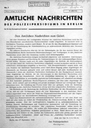 Nr. 1, 30. April 1946