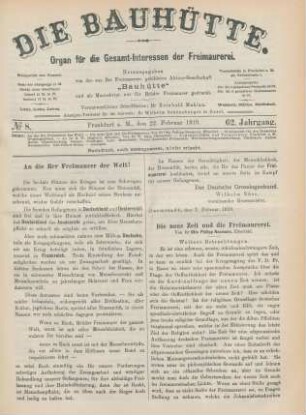 No 8. Frankfurt a. M., den 22. Februar 1919. 62. Jahrgang.