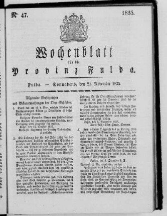 Nr. 47, Ausgabe vom 21. November 1835