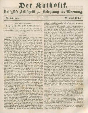 341-344 Zur Beurtheilung der "letzten Hermesianer" : Fortsetzung