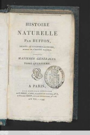 [1], T. 15: Histoire Naturelle