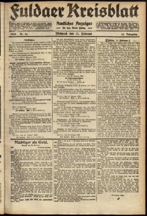 Ausgabe vom Mittwoch, den 11. Februar 1920.