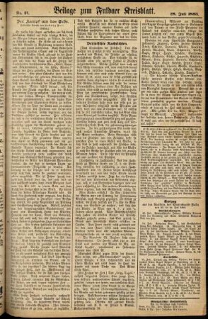 Zweite Ausgabe vom Samstag, den 28. Juli 1883.