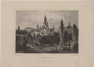 Oederan östlich von Chemnitz, mit der Stadtkirche Unserer lieber Frauen, aus Rohbocks und Koehlers Königreich Sachsen, Thüringen und Anhalt von 1857/62