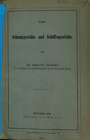 Ueber Schwurgerichte und Schöffengerichte