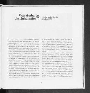 Was studieren die ,Johanniter'?