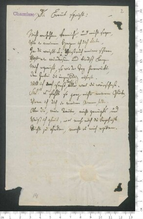 "Die Braut spricht:" [Vorstufe mit wenigen Korrekturen. Brieflich an Antonie Piaste übergebenes Manuskript, vgl. Rückseite ]